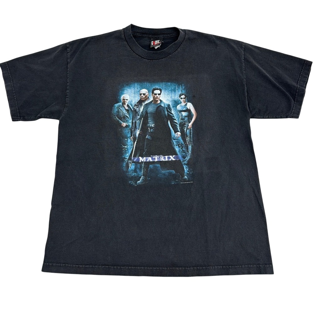 Vintage 2000 The Matrix Movie Promo T-Shirt Giant Tag Black Graphic Tee XL